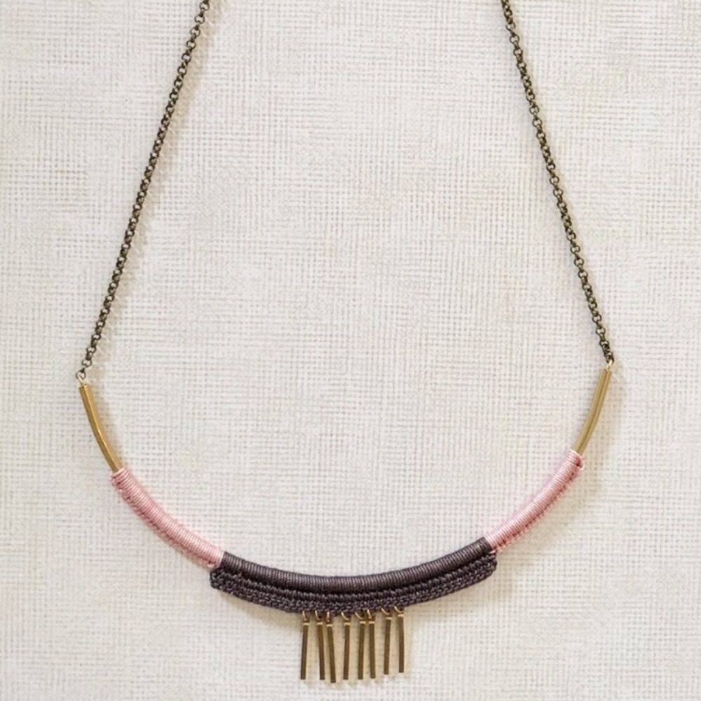 Handmade Crochet Choker Necklace with Metal Fringe